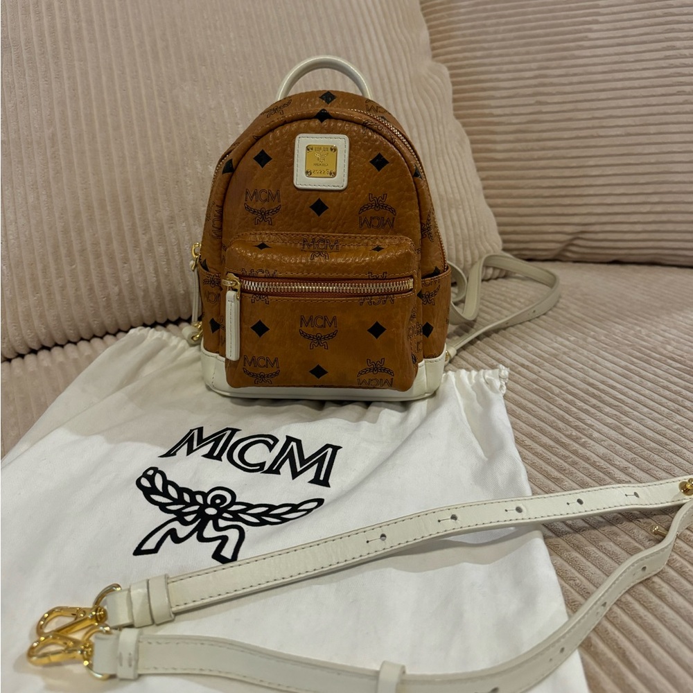 MCM
Visetos Side Stud X-Mini Backpack Cognac White